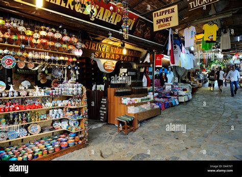 Tourist shops in old Greek village of Sirince near Selcuk, Turkey Stock ...