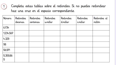 Ficha Para El Refuerzo Del Redondeo Para 3º Y 6º De Eprimaria Aula Pt