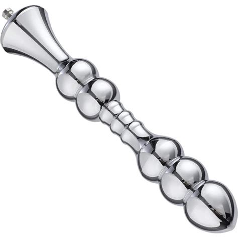 8 2 Metal Bead Anal Dildo Smooth Aluminium Anal Dong For Sex Machine