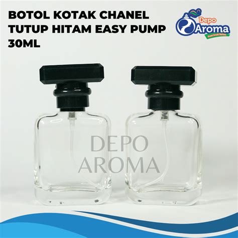 Jual Botol Parfum Kotak Easy Pump Semi Press Tutup Chanel Hitam 30ml