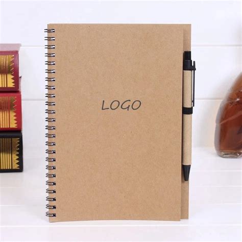 Wholesale Logo Printed Cheap ECO Kraft Paper Hardcover Notebook With