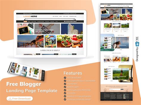 Free Blogger Landing Page Template | www.freepsddesign.com - Free PSD Design Download | All ...