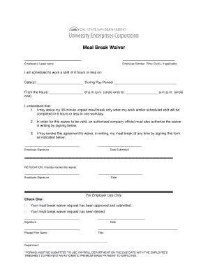 Meal Waiver Form California 2023 Printable Forms Free Online