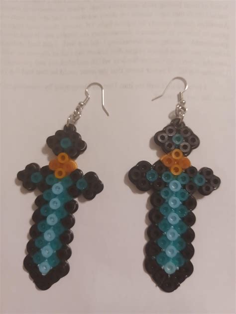 Fuse Bead Minecraft Sword Earrings Rjewelrymaking