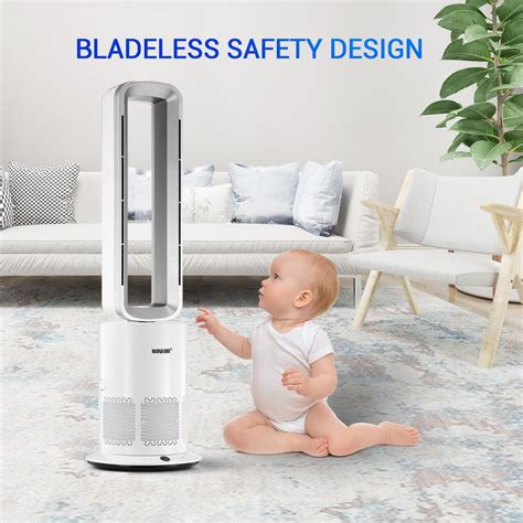 In Bladeless Fan Heater Electric Tower Cool Air Hot HEPA Filter Purifier Remote Touch H