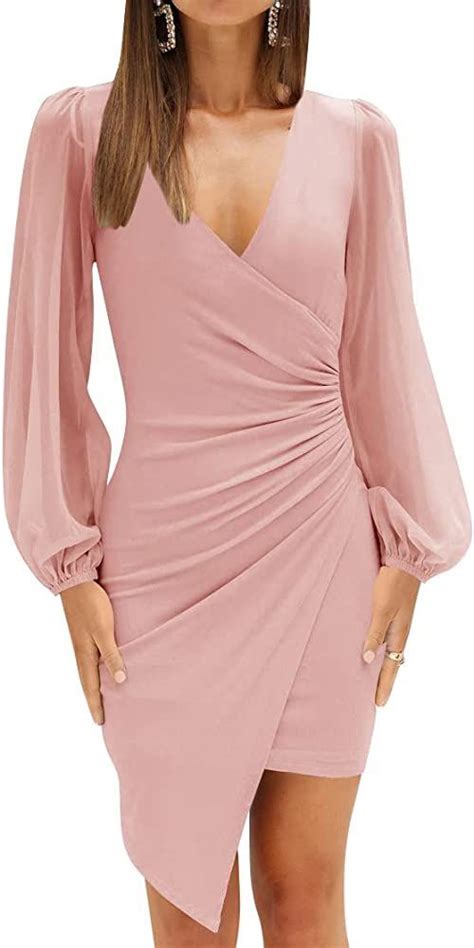 Zesica Women S Wrap V Neck Bodycon  Curated On Ltk Mini Dress Women Wedding Guest Dresses