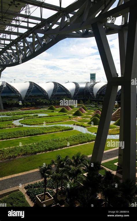 Thailand Bangkok Bangkok Suvarnabhumi Airport Terminal With Park