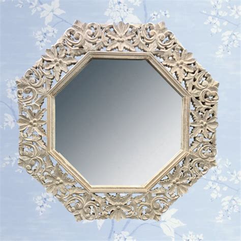 One Allium Way Octagon Wood Framed Wall Mounted Accent Mirror In Ivory