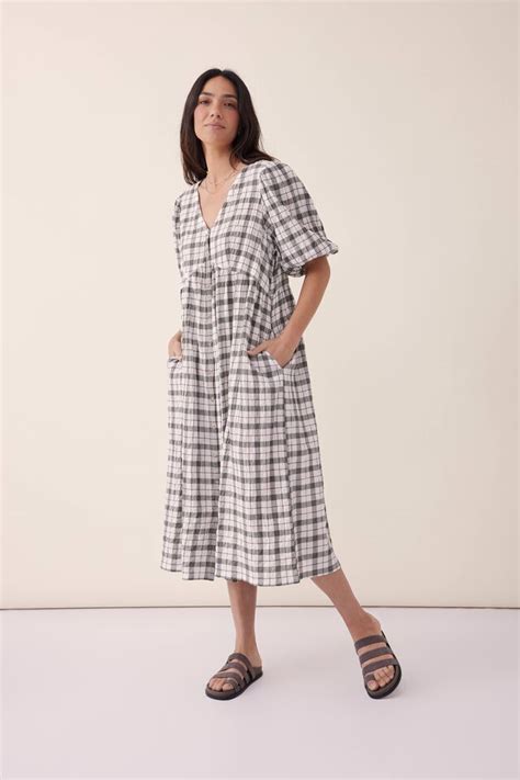 Smock Check Midi Dress