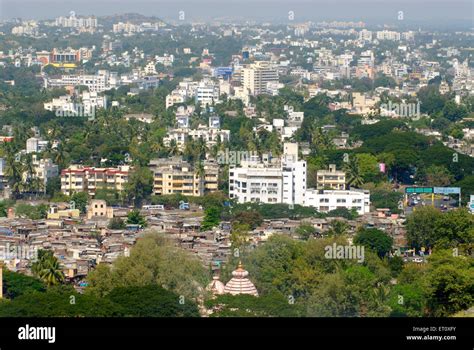 Aerial View Of Slum And Fast Growing Pune City From Parvati Hill Stock