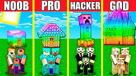 Minecraft Battle RAINBOW SPECTRITE HOUSE BUILD CHALLENGE NOOB Vs PRO