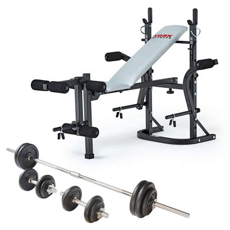 York B501 Weight Bench and Viavito 50kg Cast Iron Weight Set