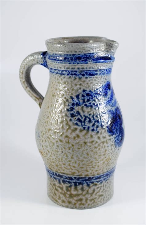 Vintage Salt Glaze Stoneware Pitcher Pottery Cobalt Blue Etsy