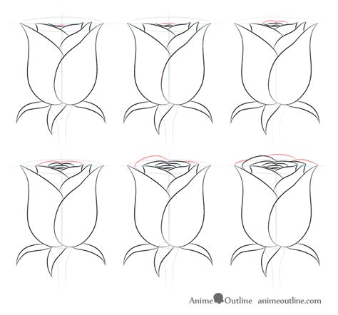 How To Draw A Rose Step By Step Animeoutline