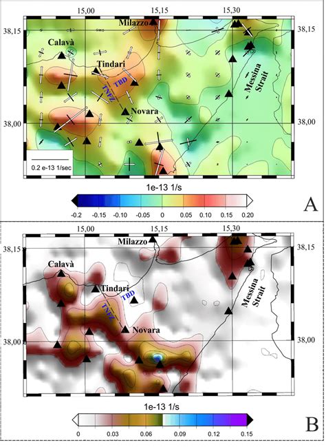 A Dilatation Strain Rate Map Of The Peloritani Mts Sector A