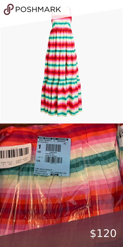 Stylish J Crew Stripe Tiered Maxi Dress