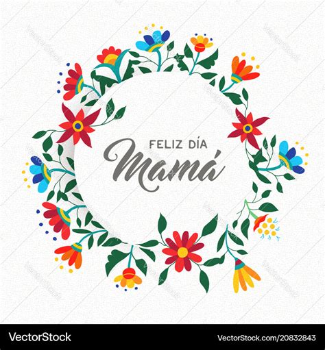 Happy Mothers Day Spanish Floral Greeting Card Vector Image