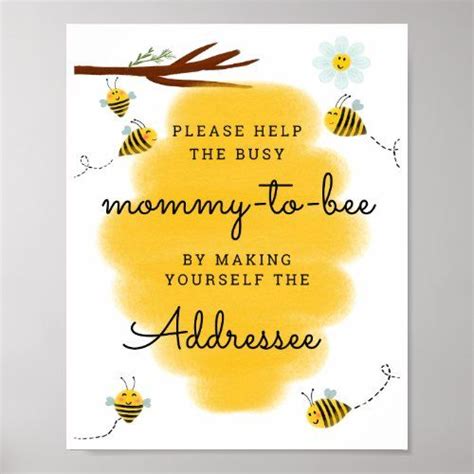 Help Busy Mommy To Bee Baby Shower Addressee Bee Theme Bee