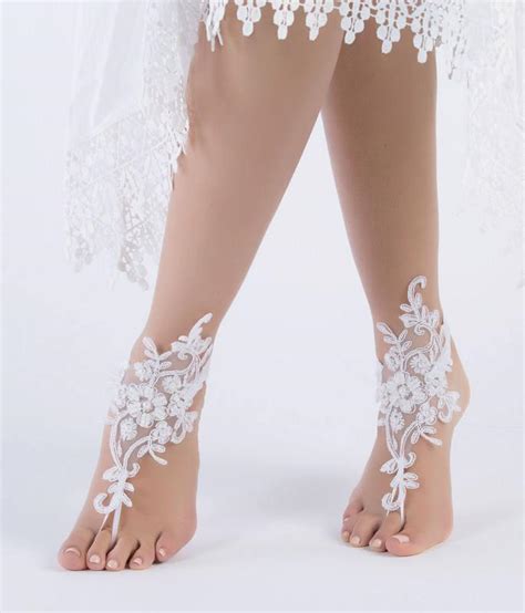 Ivory Lace Barefoot Sandals Beach Wedding Barefoot Sandals Bridal Lace