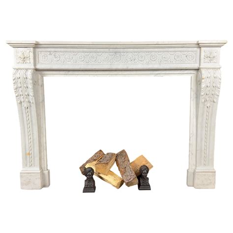 Beautiful French Antique Louis Xv Front Fireplace In Carrara Marble For