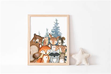 Woodland Nursery Wall Art Forest Nursery Prints Woodland Animals