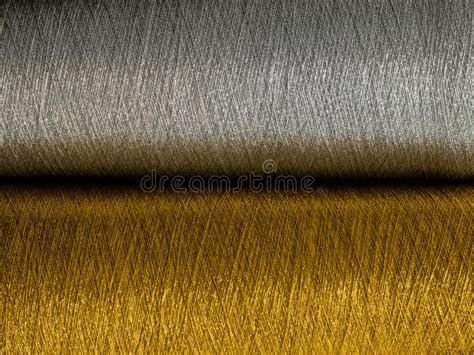 Gold And Silver Sewing Threads Or Wires Background Close Up Stock