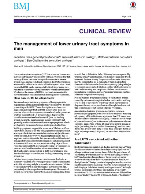 Clinical Review The Management Of Lower Urinary Tract Symptoms In Men