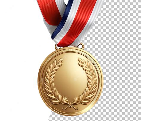 Premium PSD | A gold medal with a red, white and blue ribbon.