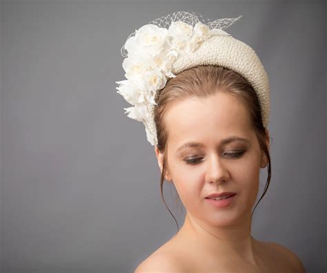 Champagne Flower Fascinator Headband For Wedding Guest Halo Etsy