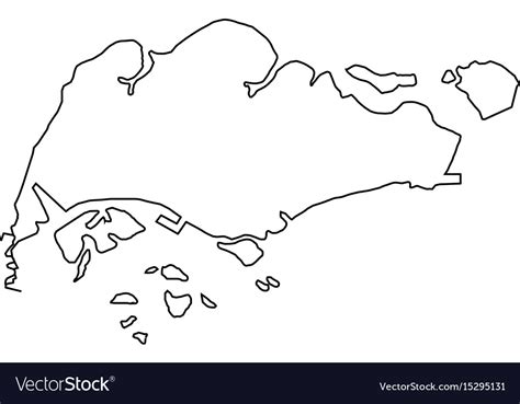 The Singapore Map Of Black Contour Curves Vector Image