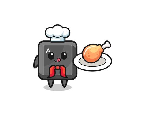 Premium Vector Keyboard Button Fried Chicken Chef Cartoon Character