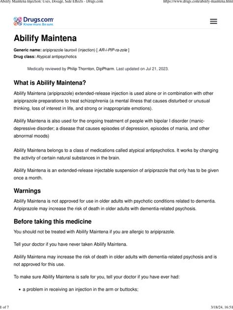 Abilify Maintena Injection Uses, Dosage, Side Effects | PDF ...