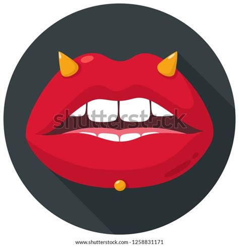 Sexy Female Red Lips Icon Vector Stock Vector Royalty Free 1258831171