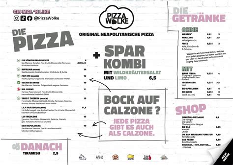 Speisekarte von Pizza Wolke Gießen Wolkengasse 7