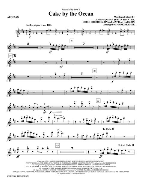 Cake By The Ocean Alto Sax Sheet Music By Mark Brymer Choral