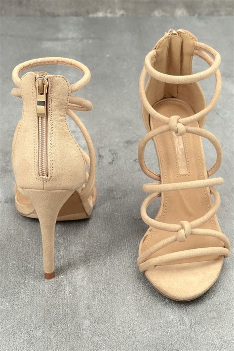 Sexy Nude Suede Heels Dress Sandals Knotted Heels