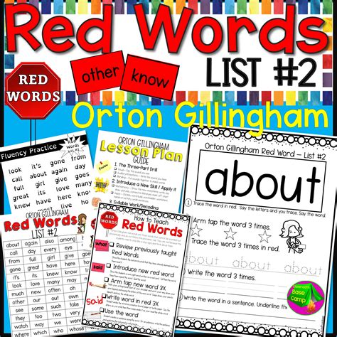 Red Word List 2 Orton Gillingham Made By Teachers