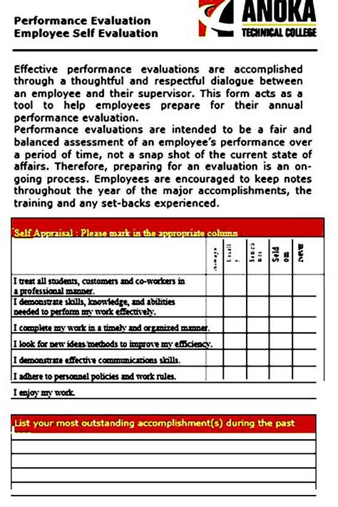 Employee Self-Evaluation Sample | Mous Syusa
