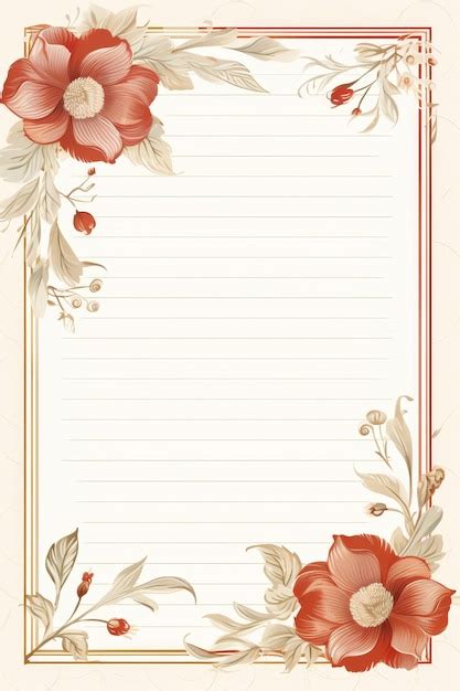 Premium Photo Elegant Floral Stationery With Blank Lines For Writing