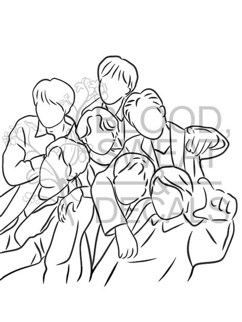 Ot7 Bts Line Art For Cricutsilhouette Etsy