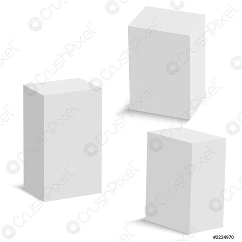 Set Of White Cardboard Square Boxes Different Views Vector Stock