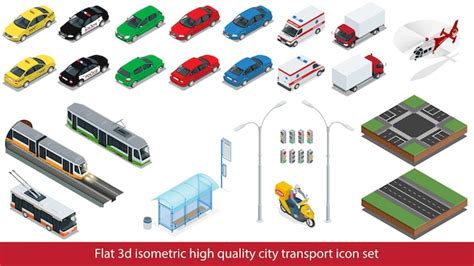 Premium Vector Isometric High Quality City Transport Icon Set Subway