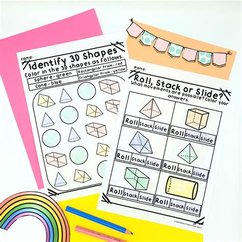 3d Shapes Worksheets Shape Properties Kindergarten 1st Grade 2nd Grade