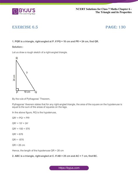 Ncert Solutions For Class Maths Chapter The Triangle And Its