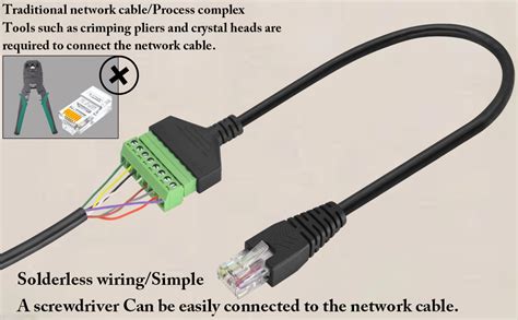 Zdycgtime Rj45 Screw Terminal Adapter Cable90 Degree Up Bend Rj45 Male To 8 Pin Screw Block