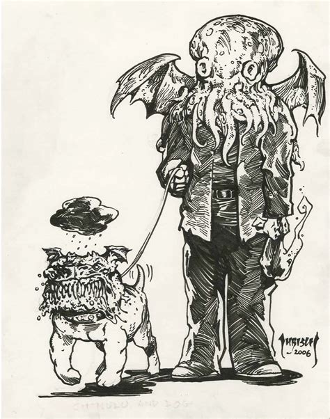 Cthulhu And Dog By Mike Dubisch Rimaginarynecronomicon