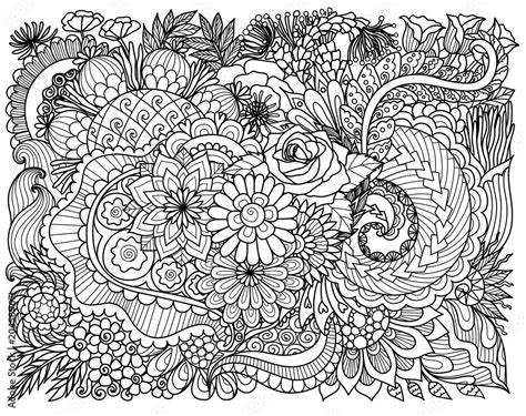 Line art design of intricate florals for background and coloring book ...