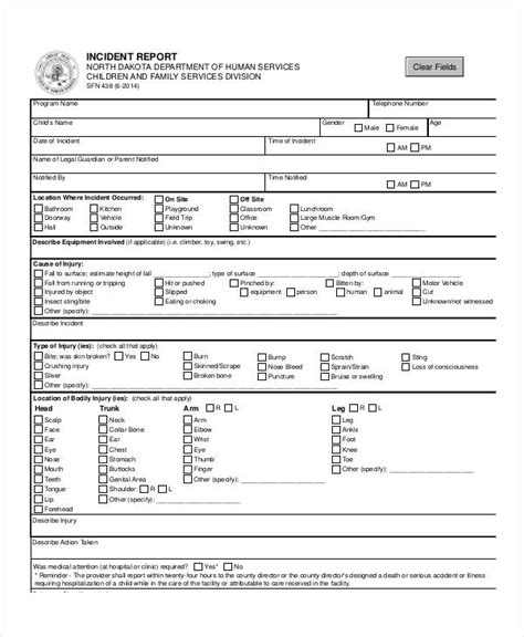 Printable Incident Report Form