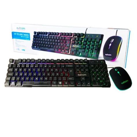 Kit Teclado Mouse Gamer Led Computador Pc Usb Abnt Bk G Exbom