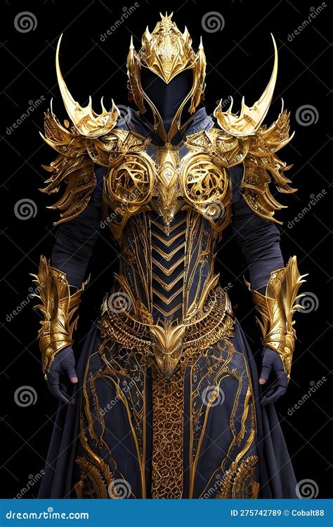 A Fantasy Knight In Ornate And Elaborate Golden Armor Dark Fantasy